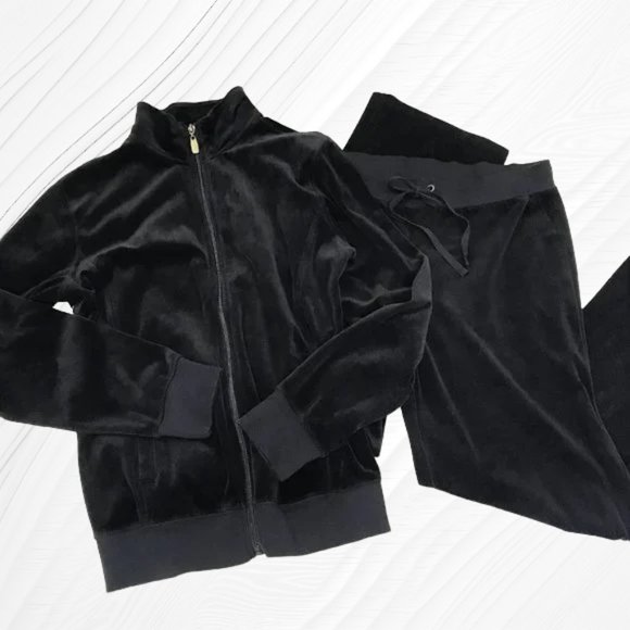 NY Apparel Pants & Jumpsuits Black Velour Jogging Suit Women M Poshmark